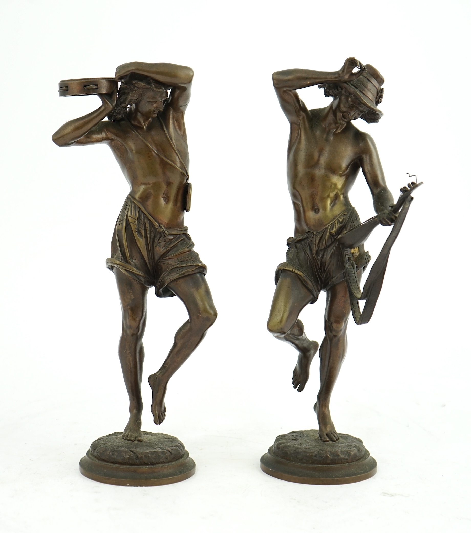 Albert Carrier Belleuse (French, 1824-1887). A pair of bronze figures, 'Danseurs Napolitains'